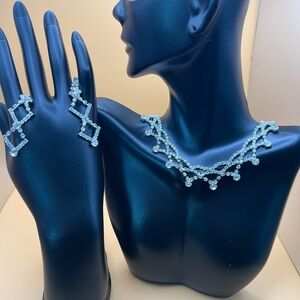 Elegant Silver Crystal Necklace and Earring Set - See Description